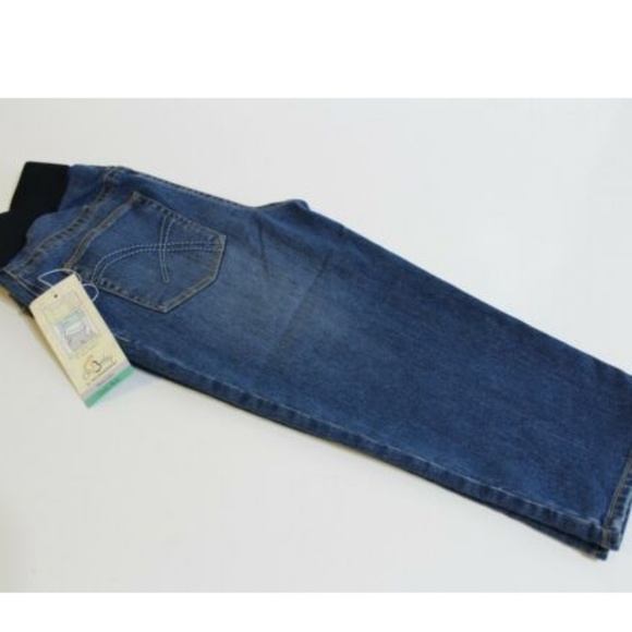 Maternity Denim Blue Jean Capri Pants Size S Small 4 6 - Picture 3 of 4